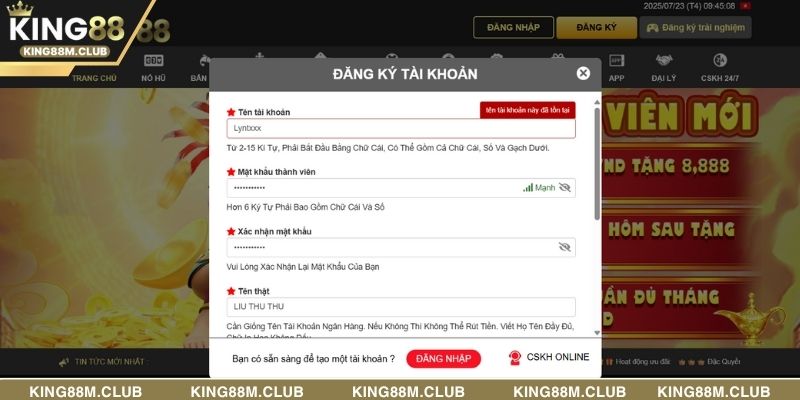 Anh em phải cung cấp thông tin một cách chuẩn xác khi đăng ký