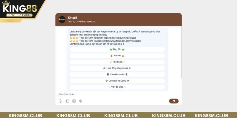 Giới thiệu các kênh liên hệ KING88 có sẵn trên trang web