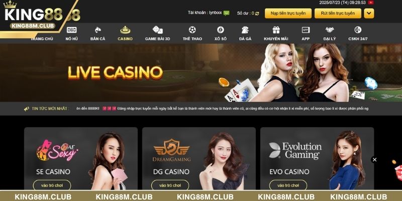 Sảnh Live casino quốc tế với các dealer được tuyển chọn